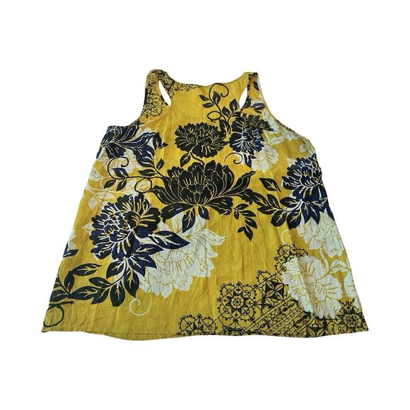 CAbi Women’s Bali Silk Blend Yellow Floral Tank Style #286 Shirt Top Size Large - Picture 4 of 4